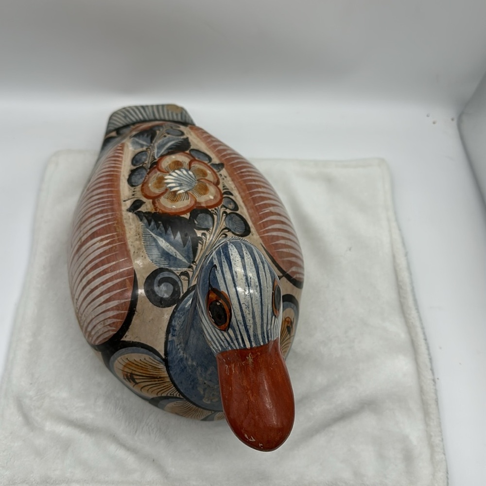 Mexican Folk Art Pottery Duck LARGE from the Tonala Region of Mexico - Picture 6 of 7